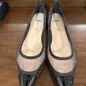 Fendi Black and mesh Logo Flats